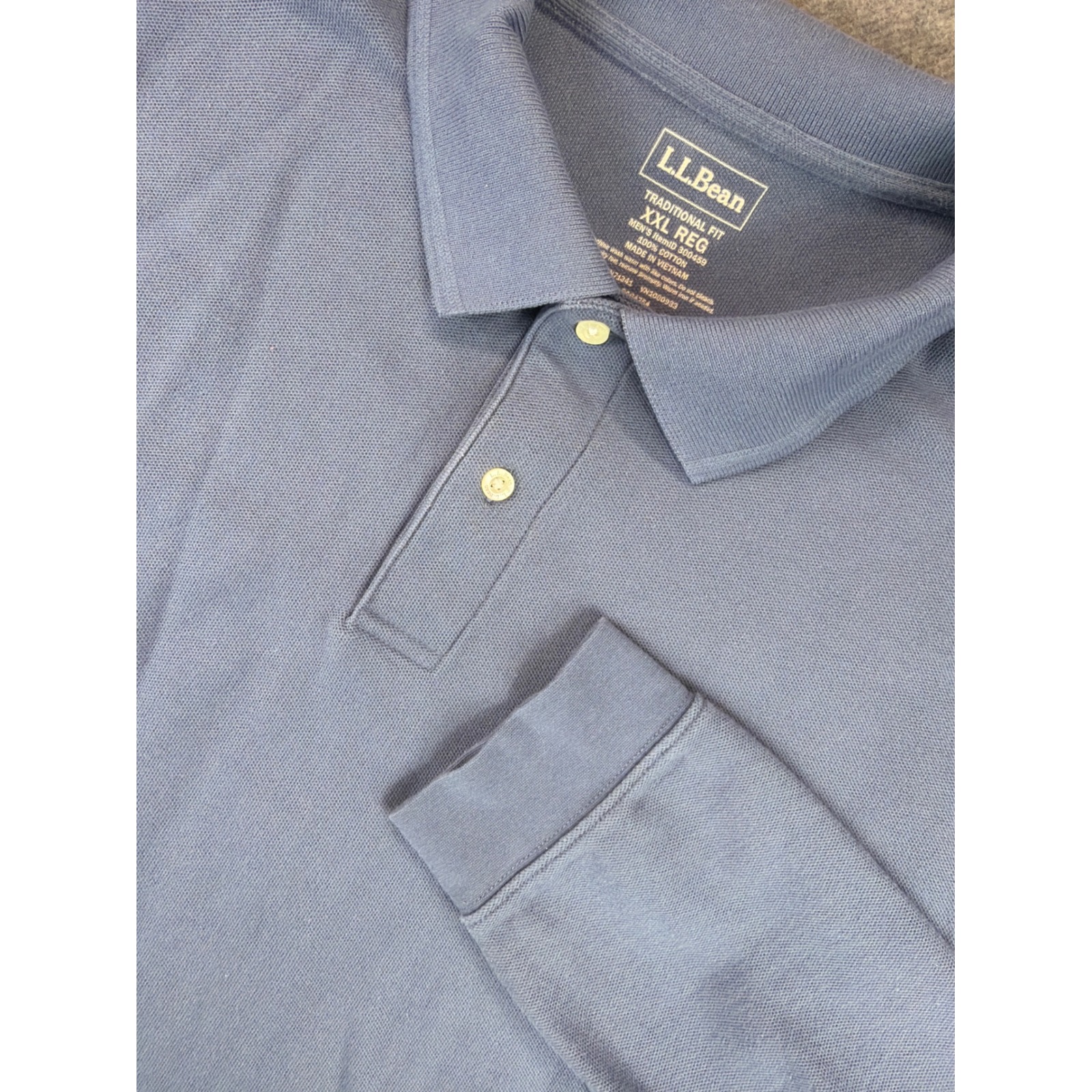 L.L. Bean Polo Shirt Mens Xxl Blue Long Sleeve Traditional Fit Cotton 300459